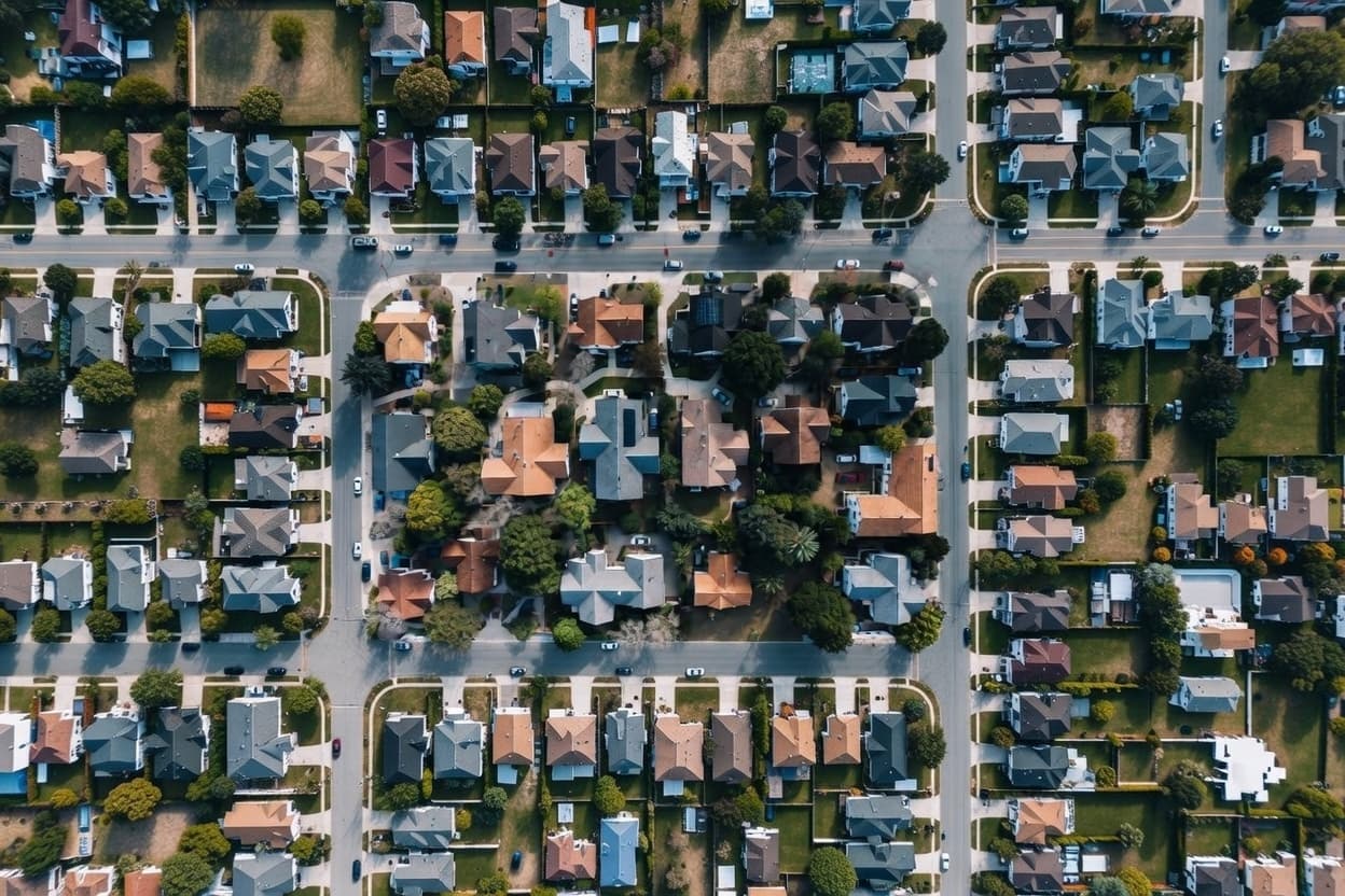 Before wildfire — intact neighborhood